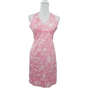 Lilly Pulitzer pink rhino run for the roses vintage halter dress 2